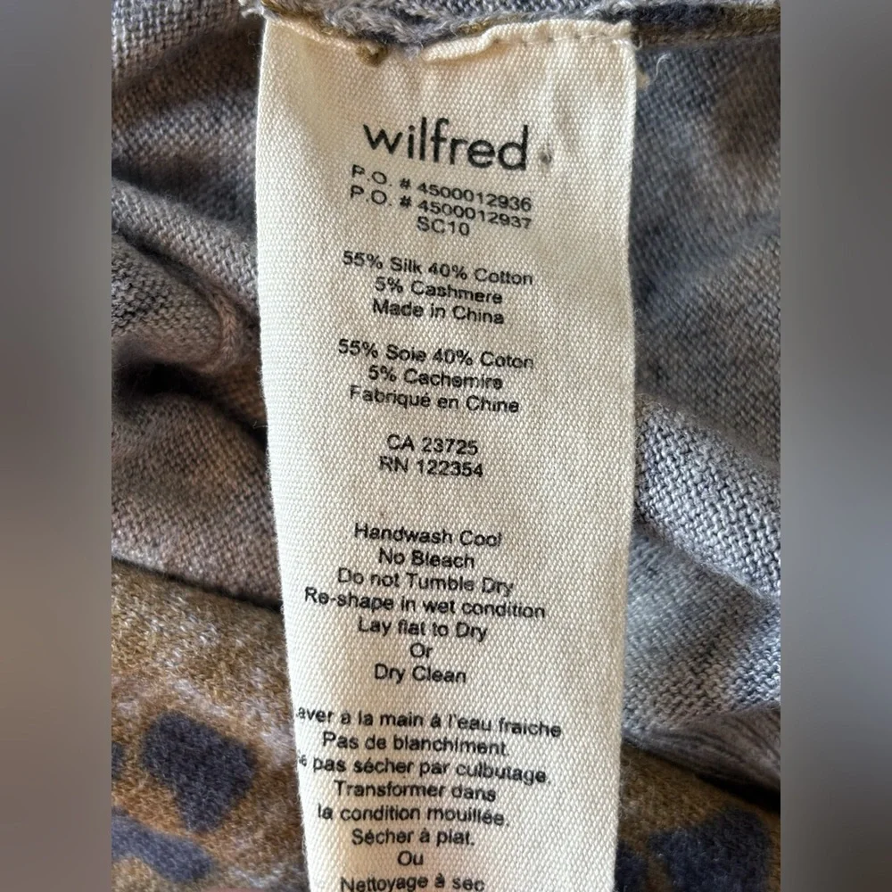 ARITZIA Wilfred Silk Cashmere Blend Animal Print Size XXS Open Cardigan Sweater - Picture 4 of 7